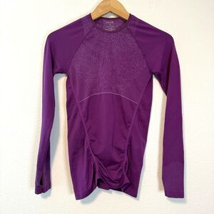 Title Nine Purple Long Sleeve Ruched Fitted Activewear Top Size Small